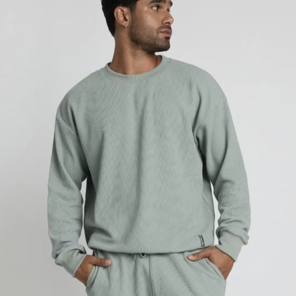 NWT Comfrt Waffle Long Sleeve Lounge Top - Picture 4 of 6